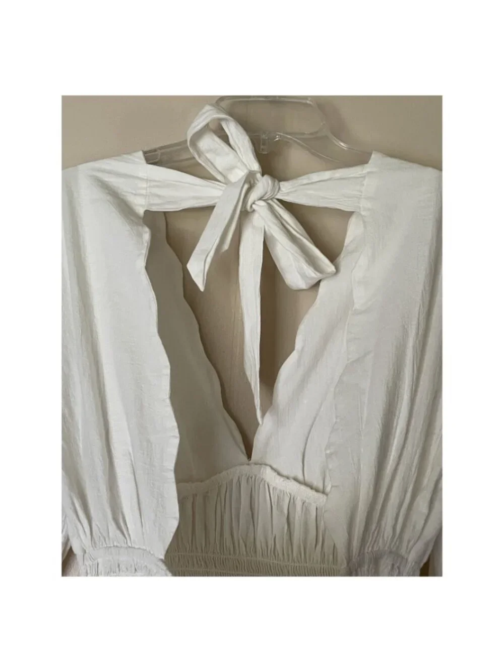 NEW Free People Boho White (Ivory) mini Dress Backless with Pockets Cotton 100%
